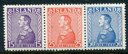 ICELAND  1937 25th Anniversary Of Regency Singles Ex Block MNH / **.  Michel 190-92 - Ongebruikt