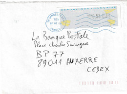 Vignette D'Affranchissement Sur Lettre " AVIONS EN PAPIER - Bloc Dateur Coupé En Deux " CANNES LE BEAL 2006 - Lettres & Documents