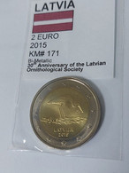 Latvia - 2 Euro, 2015, Endangered Species - Black Stork, Unc, KM# 171 - Latvia