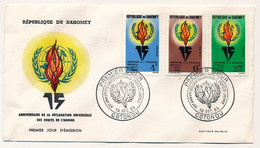 DAHOMEY - 1 Enveloppe FDC - 3 Valeurs "Déclaration Des Droits De L'Homme" - 10 Déc 1963 - Cotonou - Benin - Dahomey (1960-...)
