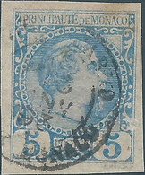 MONACO - MONK - MONTECARLO,1885 Prince Charles III,5C Imperf Obliterated - Andere & Zonder Classificatie