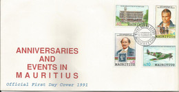 FDC ANNIVERSARIES AND EVENTS IN MAURITIUS 16 AUGUST 1991 - Mauritius (1968-...)