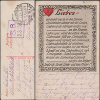 Allemagne 1915. Carte De Franchise Militaire. Poème à 2 Balles Sur L'amour. Gants, Cognac, Tabac, Chocolat... Envois - Tabaco