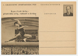Postal Stationery Czechoslovakia 1955 Spartakiad Prague - Balance Beam - Non Classificati