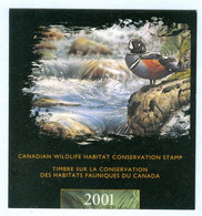 HARLEQUIN, Canard; Conservation Habitats Fauniques CANADA 2001 Wildlife Habitat Conservation HARLEQUIN Duck  (8439) - Local, Strike, Seals & Cinderellas