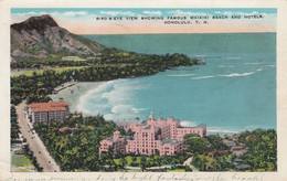 Honolulu Hawaii, Waikiki Beach, Hotels And Diamond Head, Seapost Cancel, C1920s/30s Vintage Postcard - Honolulu