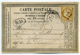 Carte Précurseur CPO / T17 ANNEYRON + Cachet Boite Mobile + Losange GC 112 / Dept 25 Drome / 1876 / Ecrite De St Sorlin - 1849-1876: Classic Period