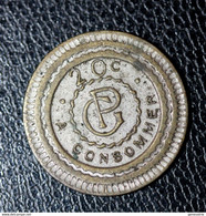 Jeton Nécessité Paris - Jeton De Jeu De Comptoir De Bistrot Parisien "20c à Consommer / Monogramme GP" - Monétaires / De Nécessité