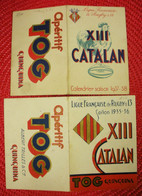Rugby XIII Catalan 2 Calendriers Saison 1935-36 & 1937-38 Publicité Tog Quinquina Ligue Française Rugby à 13 Dos Scanné - Rugby