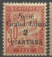 SYRIE TAXE N° 19 Type L Variétée Grand Liban Espacée De 2mm Et Demi Au Lieu 1,3/4 NEUF* TRACE DE CHARNIERE / MH - Segnatasse