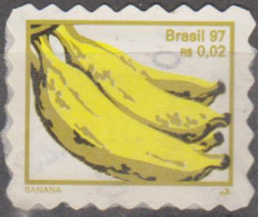 Brasil 01-1998-Série Frutas Laranja-Banana-Mamão...  Percê Em Ondas De 1mm  0,02, Banana   (o)  RHM Nº 750 - Oblitérés