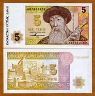 Kazakhstan, 5 Tenge, 1993, P-9, FIRST INDEPENDENT ISSUE, UNC - Kazakistan