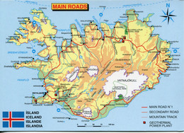 Islande - Carte De L'Islande Et Routes Principales - Neuve - Islandia
