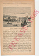 4 Vues 1868 Gravure Le Pirée (dessin Camille Saglio) Athènes Grèce Port Du Pirée + Décébale Buste Histoire 248/26 - Non Classificati