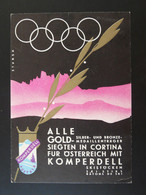 Carte Commemorative Card Ski Komperdell Jeux Olympiques Cortina Olympic Games Autriche Austria 1956 (ex 1) - Winter 1956: Cortina D'Ampezzo