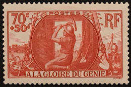 YT 423 (*) MH 1939, A La Gloire Du Génie Militaire 70c+50c Rouge (côte 7 Euros) France – Flo - Nuovi
