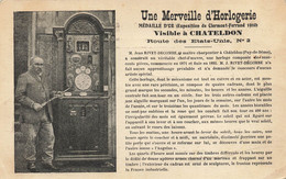 63 - PUY-DE-DÔME - CHATELDON - Carte Publicitaire Merveille D'Horlogerie - Jean Rivet-Decombe - Superbe (10089) - Chateldon