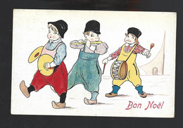 22-3 - 573 Bon Noel Illustration De 3 Enfants Musiciens - Andere & Zonder Classificatie