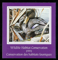 CANARD NOIR; Conservation Habitats Fauniques CANADA 1991 Wildlife Habitat Conservation; BLACK DUCK (8458) - Local, Strike, Seals & Cinderellas