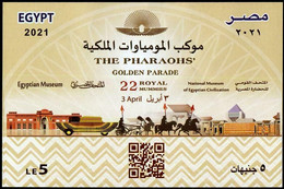 EGYPT 2021 THE PHARAOHS GOLDEN PARADE IMPERF. SOUVENIR SHEET OF 1 STAMP IN MINT MNH (**) - Usados