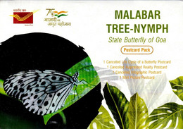 India 2022 NEW *** BUTTERFLY- PAPPILON ,MALABAR TREE,NYMPH, INSECT, FAUNA, ANIMAL. SET OF 4 POSTCARD (**) Inde Indien - Covers & Documents