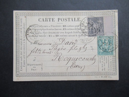 Frankreich 1877 Sage MiF Nr. 72 II Seitenrand Rechts Carte Postale Nach Roquecourbe Gesendet - 1876-1898 Sage (Type II)