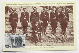 ANDORRA 30C PTA CARTE MAXIMUM TARJETA CANILLO 1981 POLICIA - Brieven En Documenten