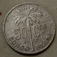 CONGO BELGE : 50 CENTIMES , 1925 , KM 22  , Agomeza - 1910-1934: Alberto I