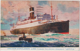 UK Steamship LETITIA - Anchor-Donaldson Line 1927 Liverpool Postmark - Passagiersschepen