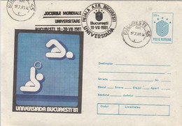 SPORTS, WATER POLO, WORLD UNIVERSITY GAMES, COVER STATIONERY, 1981, ROMANIA - Water Polo