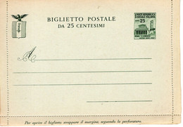 Repubblica Sociale (1944) - Biglietto Postale Da 25 Cent.  ** - Stamped Stationery