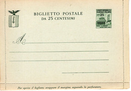 Repubblica Sociale (1944) - Biglietto Postale Da 25 Cent.  ** - Entero Postal