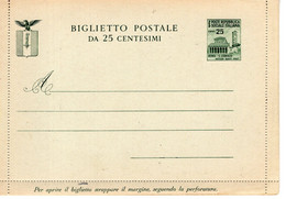 Repubblica Sociale (1944) - Biglietto Postale Da 25 Cent.  ** - Interi Postali
