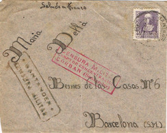 44119. Carta CORBAN (Santander) 1939. Guerra Civil, CENSURA Militar CAMPO CONCENTRACION Y Censura Santander - 1931-50 Cartas