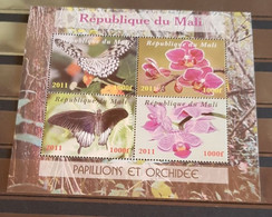 MALI BUTTERFLIES & ORCHIDS SHEET MNH - Farfalle