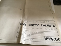 Plan  1967 Barrage Barrages Pike Creek Damsite  Site Sydney ? Engineering Geological Interprétation - Travaux Publics