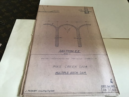 Plan  1967 Barrage Barrages Pike Creek Damsite  Site Sydney ? Engineering Dessin De Barrages - Travaux Publics