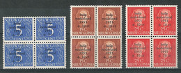 Nederlands Nieuw Guinea 1953, Surcharge "Watersnood", Blocks Of 4, Blokken Van 4 MNH**, Luxe Postfris - Nederlands Nieuw-Guinea