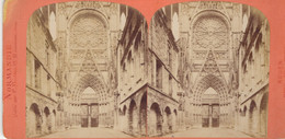 PHOTO-STEREO-76-ROUEN-PORTAIL DES LIBRAIRES VERS 1880- DIM 18X9 CM - Stereoscopic