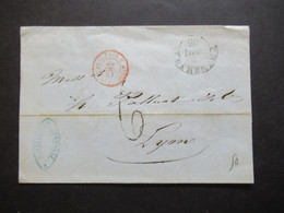 Italien Toskana 19.10.1851 Firenze / Florenz Brief Nach Lion Geprägtes Briefpapier Mit Krone Rath Faltbrief Mit Inhalt - Toskana