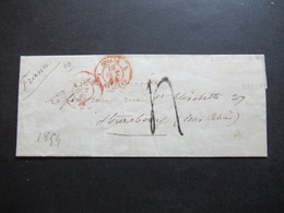 Schweiz 19.10.1854 Roter Stempel Suisse Brief Ins Elsass Strasbourg Briefpapier Ministere Des Travaux Publics Mines - Storia Postale