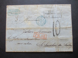 AD 1857 Ra3 Berlin Stadtpostexp. I Und K2 Prusse Valenciennes / Roter Ra1 PR.3R. Muster Ohne Wert!! Warenprobe - Covers & Documents