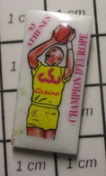 211a Pin's Pins / Beau Et Rare / THEME : SPORTS / BASKET-BALL PIN'S EN PORCELAINE LIMOGES CHAMPION D'EUROPE 93 - Basketball