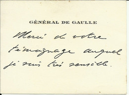 Carte De Visite Autographe Du Général De Gaulle - Manuscripts