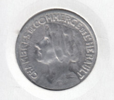 £ Montpellier (34) Hérault . Chambres Commerce  1920 - 1924  . 25 C  . Jeton Monnaie Nécessité .. Aluminium Rond 27 Mm - Monétaires / De Nécessité