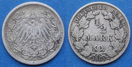 GERMANY - Silver 1/2 Mark 1905 A KM# 17 Empire (1871-1918) - Edelweiss Coins - 1/2 Mark