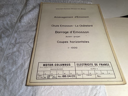 Plan 1965  D'Emosson ; Barrage Chute D Emosson Électricité De France Hydraulique Baden Suisse - Travaux Publics