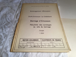 Plan 1965  D'Emosson ; Barrage Chute D Emosson Électricité De France Hydraulique Baden Suisse - Travaux Publics