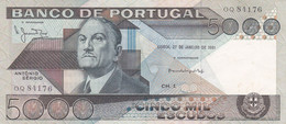 PORTUGAL BANK NOTE - BANKNOTE - 5000$00 - CH 1  - 27/01/1981 - Portugal