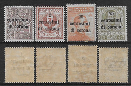 Italia Italy 1919 Occupazioni Trento E Trieste 4val Sa N.1-2,5,8 Nuovi Integri MNH ** - Trente & Trieste